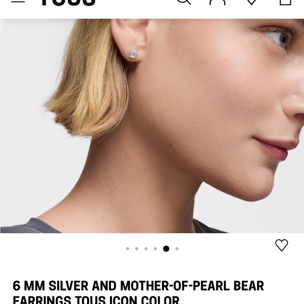 Tous 6mm Silver and Mother of Pearl Bear Stud Earrings - Picture 3 of 7